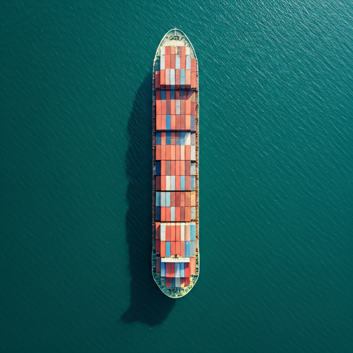 Aerial view of cargo container ship in the ocean