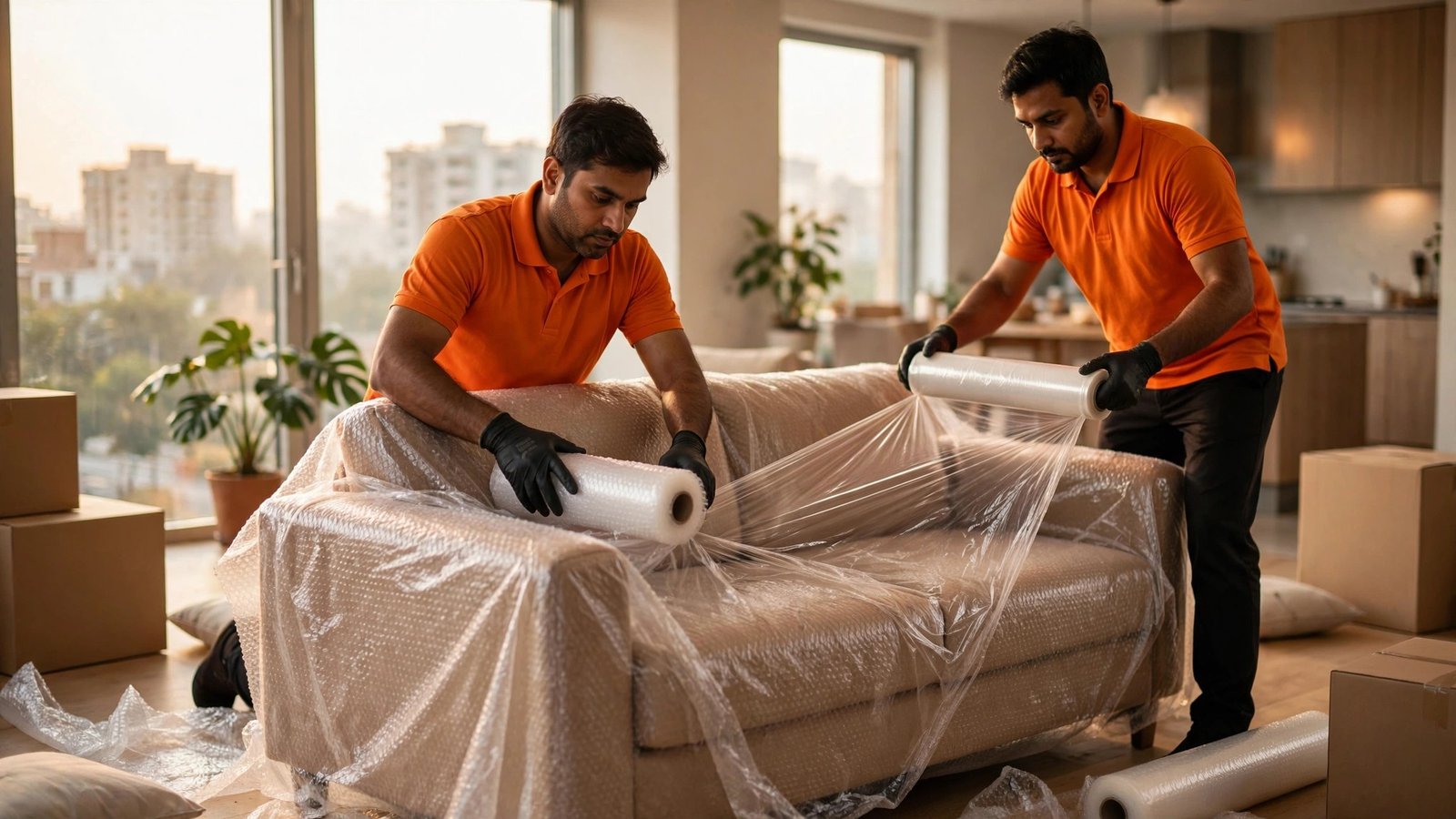 Trabian crew packing a Delhi apartment