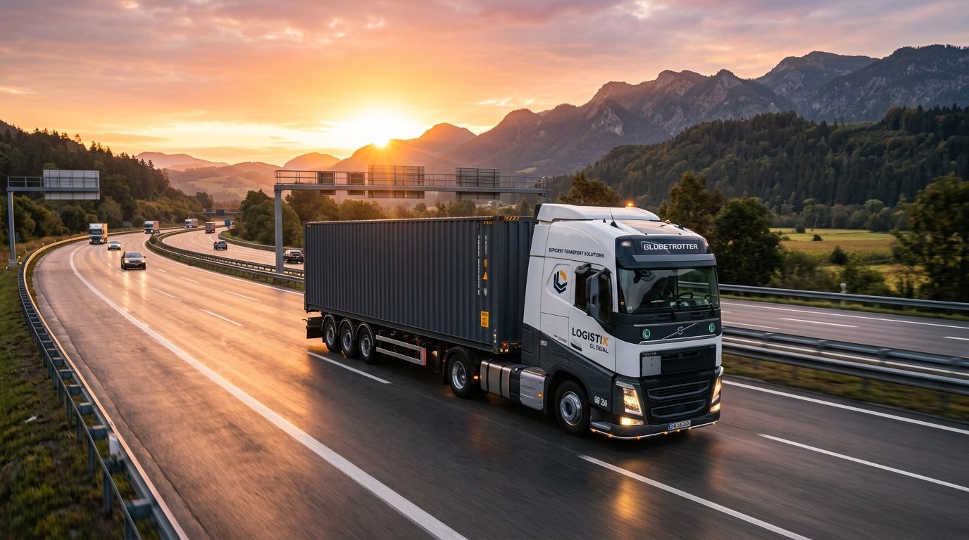 Moving truck on highway